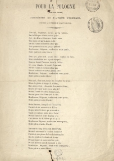 Pour la Pologne (Boze cos Polske) imitation de l'hymne polonais