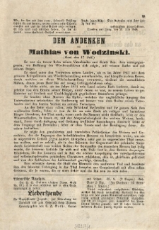 Dem Andenken an Mathias von Wodzinski