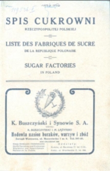 Spis cukrowni Rzeczypospolitej Polskiej 1926