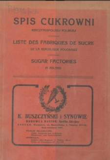Spis Cukrowni Rzeczypospolitej Polskiej 1932