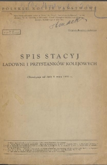 Spis stacyj, ładowni i przystanków kolejowych : Obowiązuje od 1 maja 1933 r.