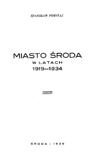 Miasto Środa w latach 1919-1934