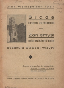Środa - historyczny gród Wielkopolski oraz Zaniemyśl - miejsce wycieczkowe i letniskowe oczekują Waszej wizyty : broszura propagandowa ku upamiętnieniu: 500-lecia Kolegiaty w Środzie, 800-lecia Zaniemyśla