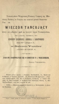 [Zaproszenie Inc.:] "Towarzystwo Wzajemnej Pomocy uczącej się Młodzieży Polskiej w Paryżu ma zaszczyt ..."