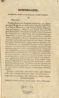Kommissarze : Do zbierania głosów na organizacią i wybory Komitetu
