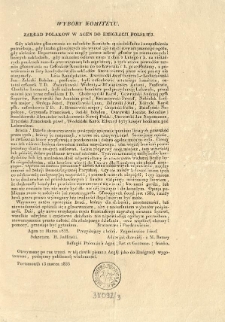 Wybory Komitetu : Zakład Polaków w Agen do Emigracji Polskiej