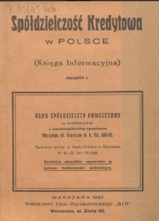 Spółdzielczość kredytowa w Polsce : księga informacyjna R. 1 (1930)