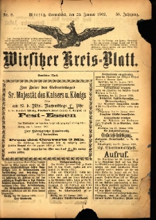 Wirsitzer Kreis-Blatt: herausgegeben vom Königlichen Landraths-Amte 1902.01.25 Jg.58 Nr8