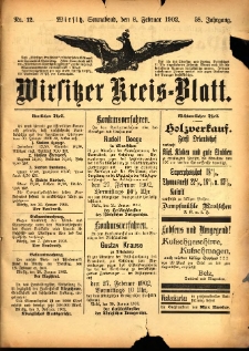 Wirsitzer Kreis-Blatt: herausgegeben vom Königlichen Landraths-Amte 1902.02.08 Jg.58 Nr12