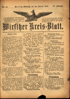 Wirsitzer Kreis-Blatt: herausgegeben vom Königlichen Landraths-Amte 1902.02.19 Jg.58 Nr15