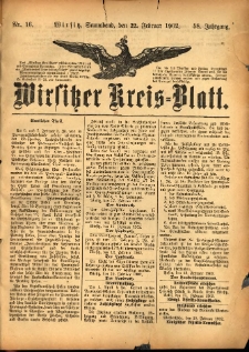 Wirsitzer Kreis-Blatt: herausgegeben vom Königlichen Landraths-Amte 1902.02.22 Jg.58 Nr16