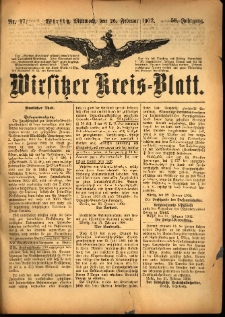 Wirsitzer Kreis-Blatt: herausgegeben vom Königlichen Landraths-Amte 1902.02.26 Jg.58 Nr17