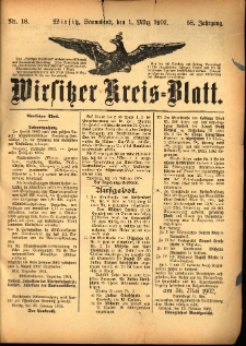 Wirsitzer Kreis-Blatt: herausgegeben vom Königlichen Landraths-Amte 1902.03.01 Jg.58 Nr18