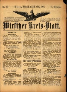 Wirsitzer Kreis-Blatt: herausgegeben vom Königlichen Landraths-Amte 1902.03.12 Jg.58 Nr21
