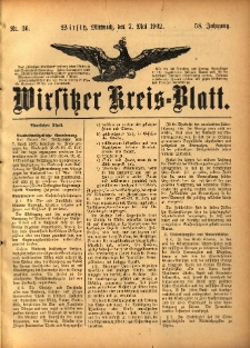Wirsitzer Kreis-Blatt: herausgegeben vom Königlichen Landraths-Amte 1902.05.07 Jg.58 Nr36