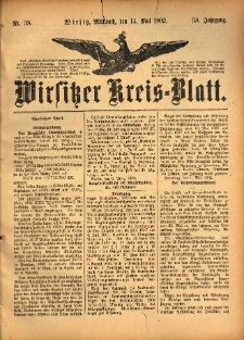 Wirsitzer Kreis-Blatt: herausgegeben vom Königlichen Landraths-Amte 1902.05.14 Jg.58 Nr38