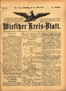 Wirsitzer Kreis-Blatt: herausgegeben vom Königlichen Landraths-Amte 1902.05.24 Jg.58 Nr41