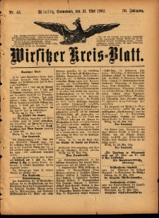 Wirsitzer Kreis-Blatt: herausgegeben vom Königlichen Landraths-Amte 1902.05.31 Jg.58 Nr43