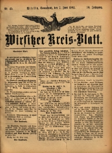 Wirsitzer Kreis-Blatt: herausgegeben vom Königlichen Landraths-Amte 1902.06.07 Jg.58 Nr45