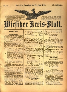 Wirsitzer Kreis-Blatt: herausgegeben vom Königlichen Landraths-Amte 1902.06.28 Jg.58 Nr51