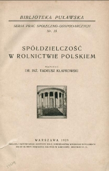 Spółdzielczość w rolnictwie polskiem