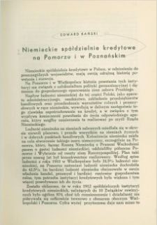 Niemieckie spółdzielnie kredytowe na Pomorzu i w Poznańskiem