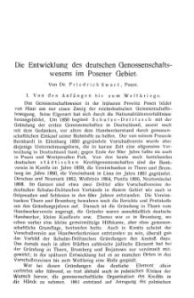 Die Entwicklung des deutschen Genossenschaftswesens im Posener Gebiet