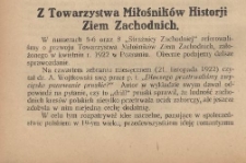 Z Towarzystwa Miłosników Historji Ziem Zachodnich