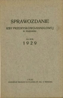 Sprawozdanie Izby Przemysłowo-Handlowej w Poznaniu
