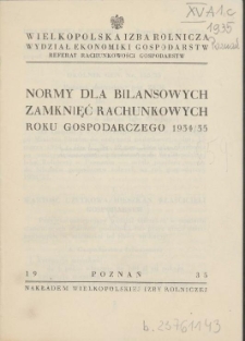 Normy dla bilansowych zamknięć rachunkowych roku gospodarczego 1934/35
