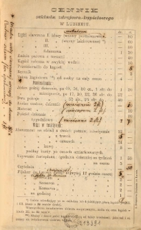 Cennik zakładu zdrojowego-kąpielowego w Lubieniu