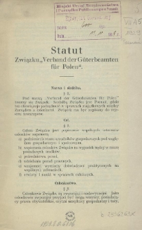 Statut Związku "Verband der Güterbeamten für Polen"