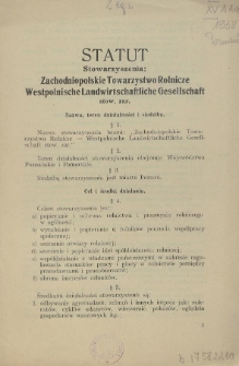 Statut Stowarzyszenia: Zachodniopolskie Towarzystwo Rolnicze Westpolnische Landwirtschaftliche Gesellschaft stow. zar