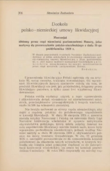 Dookoła polsko-niemieckiej umowy likwidacyjnej