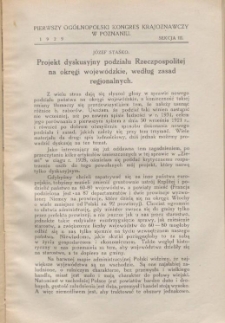 Projekt dyskusyjny podziału Rzeczpospolitej na okręgi wojewódzkie, według zasad regjonalnych