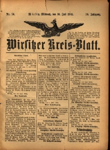 Wirsitzer Kreis-Blatt: herausgegeben vom Königlichen Landraths-Amte 1902.07.16 Jg.58 Nr56