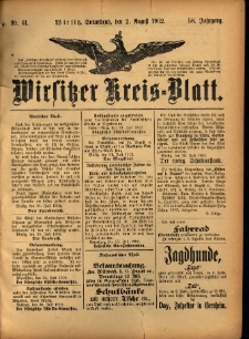 Wirsitzer Kreis-Blatt: herausgegeben vom Königlichen Landraths-Amte 1902.08.02 Jg.58 Nr61