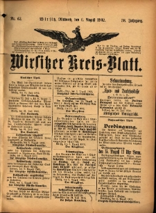 Wirsitzer Kreis-Blatt: herausgegeben vom Königlichen Landraths-Amte 1902.08.06 Jg.58 Nr62