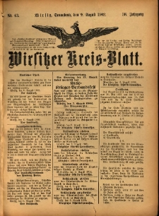 Wirsitzer Kreis-Blatt: herausgegeben vom Königlichen Landraths-Amte 1902.08.09 Jg.58 Nr63