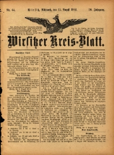 Wirsitzer Kreis-Blatt: herausgegeben vom Königlichen Landraths-Amte 1902.08.13 Jg.58 Nr64