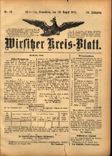 Wirsitzer Kreis-Blatt: herausgegeben vom Königlichen Landraths-Amte 1902.08.30 Jg.58 Nr69