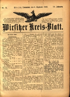Wirsitzer Kreis-Blatt: herausgegeben vom Königlichen Landraths-Amte 1902.09.06 Jg.58 Nr71