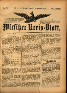 Wirsitzer Kreis-Blatt: herausgegeben vom Königlichen Landraths-Amte 1902.09.10 Jg.58 Nr72