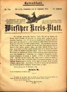 Wirsitzer Kreis-Blatt: herausgegeben vom Königlichen Landraths-Amte 1902.09.13 Jg.58 Nr73a Extrablatt