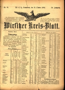 Wirsitzer Kreis-Blatt: herausgegeben vom Königlichen Landraths-Amte 1902.10.11 Jg.58 Nr81