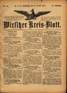 Wirsitzer Kreis-Blatt: herausgegeben vom Königlichen Landraths-Amte 1902.10.18 Jg.58 Nr83