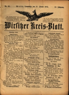 Wirsitzer Kreis-Blatt: herausgegeben vom Königlichen Landraths-Amte 1902.10.25 Jg.58 Nr85