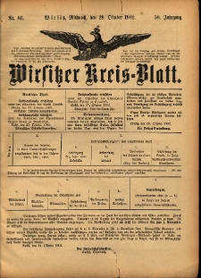 Wirsitzer Kreis-Blatt: herausgegeben vom Königlichen Landraths-Amte 1902.10.29 Jg.58 Nr86