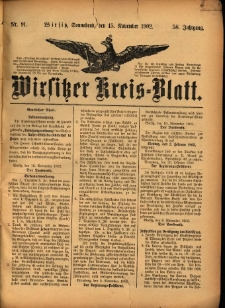 Wirsitzer Kreis-Blatt: herausgegeben vom Königlichen Landraths-Amte 1902.11.15 Jg.58 Nr91
