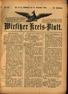 Wirsitzer Kreis-Blatt: herausgegeben vom Königlichen Landraths-Amte 1902.11.19 Jg.58 Nr92